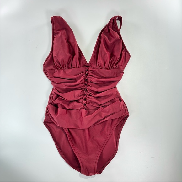 VENUS Deep Red One-Piece Swimsuit - Picture 2 of 9